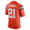 Kieara C.Browns #21 Denzel Ward Player Orange Vapor Limited Home Game Stitched Jerseys