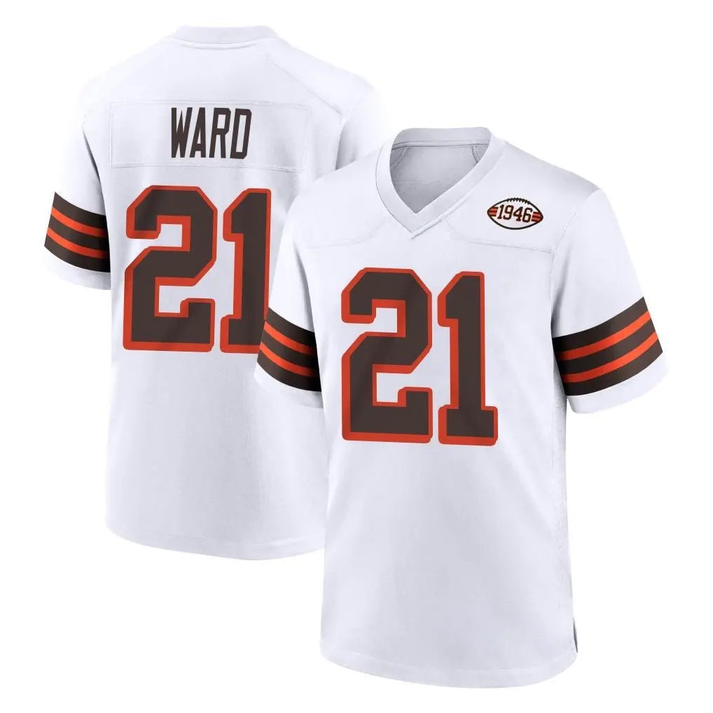 Kieara C.Browns #21 Denzel Ward Player White Alternate Home Game Stitched Jerseys