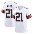 Kieara C.Browns #21 Denzel Ward Player White Home Game Stitched Jerseys