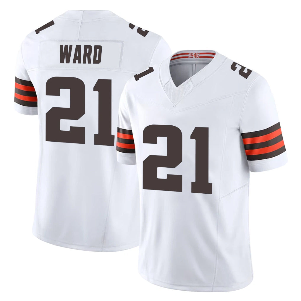 Kieara C.Browns #21 Denzel Ward Player White Vapor F.U.S.E. Limited Home Game Stitched Jerseys