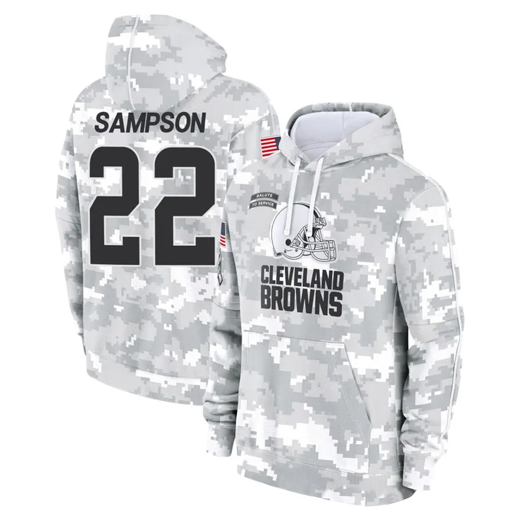 Kieara C.Browns #22 Dylan Sampson Player Arctic Camo Salute to Service Hoodies Limited Game Stitched Jerseys