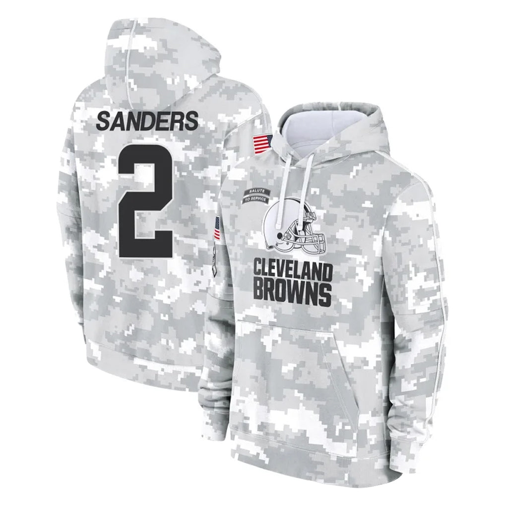 Kieara C.Browns #2 Shedeur Sanders Player Arctic Camo Salute to Service Hoodies Limited Game Stitched Jerseys