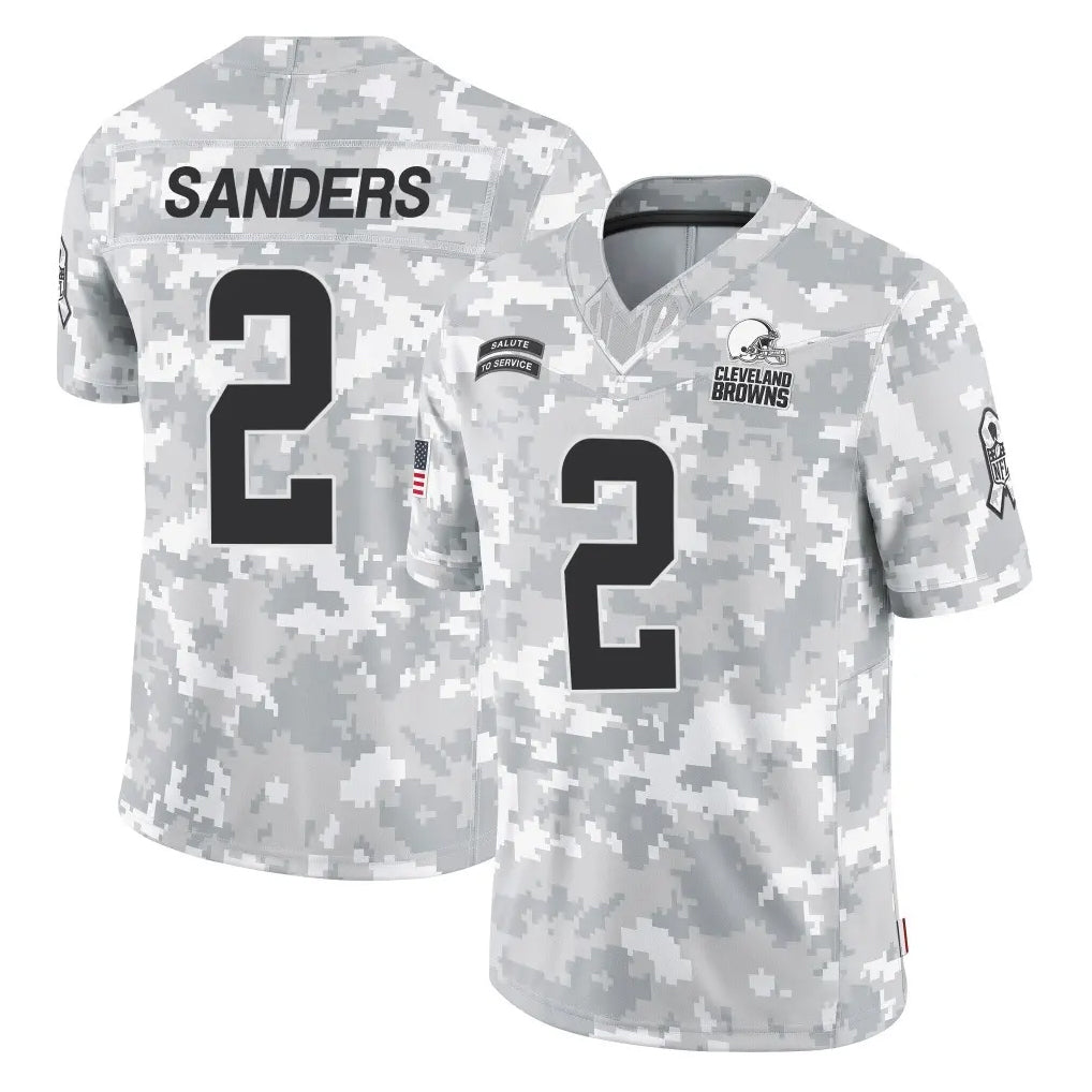 Kieara C.Browns #2 Shedeur Sanders Player Arctic Camo Salute to Service Limited Home Game Stitched Jerseys