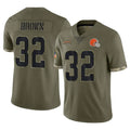 Kieara C.Browns #32 Jim Brown Player Olive Salute to Service Limited Game Stitched Jerseys