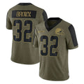 Kieara C.Browns #32 Jim Brown Player Olive Salute to Service Limited Home Game Stitched Jerseys