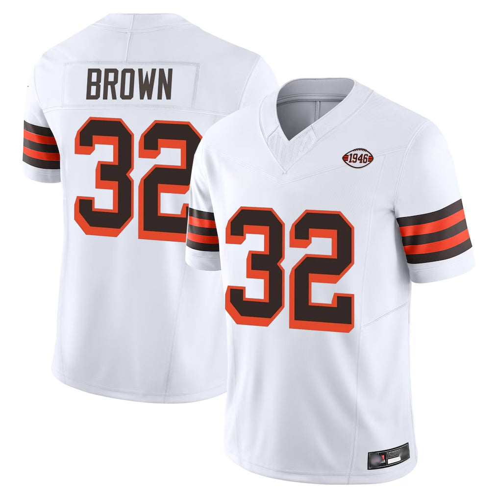 Kieara C.Browns #32 Jim Brown Player White Limited Vapor F.U.S.E. Alternate Game Stitched Jerseys