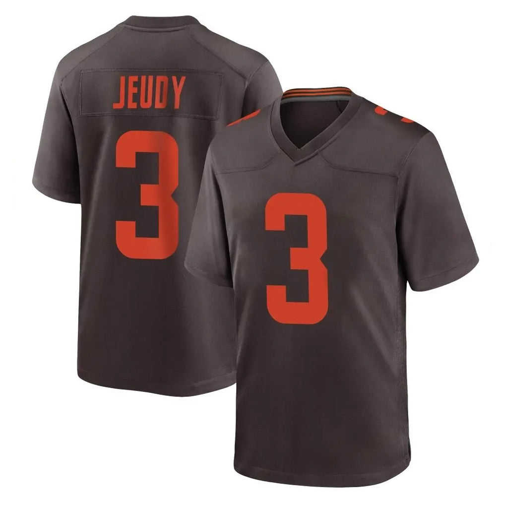 Kieara C.Browns #3 Jerry Jeudy Player Brown Alternate Home Game Stitched Jerseys