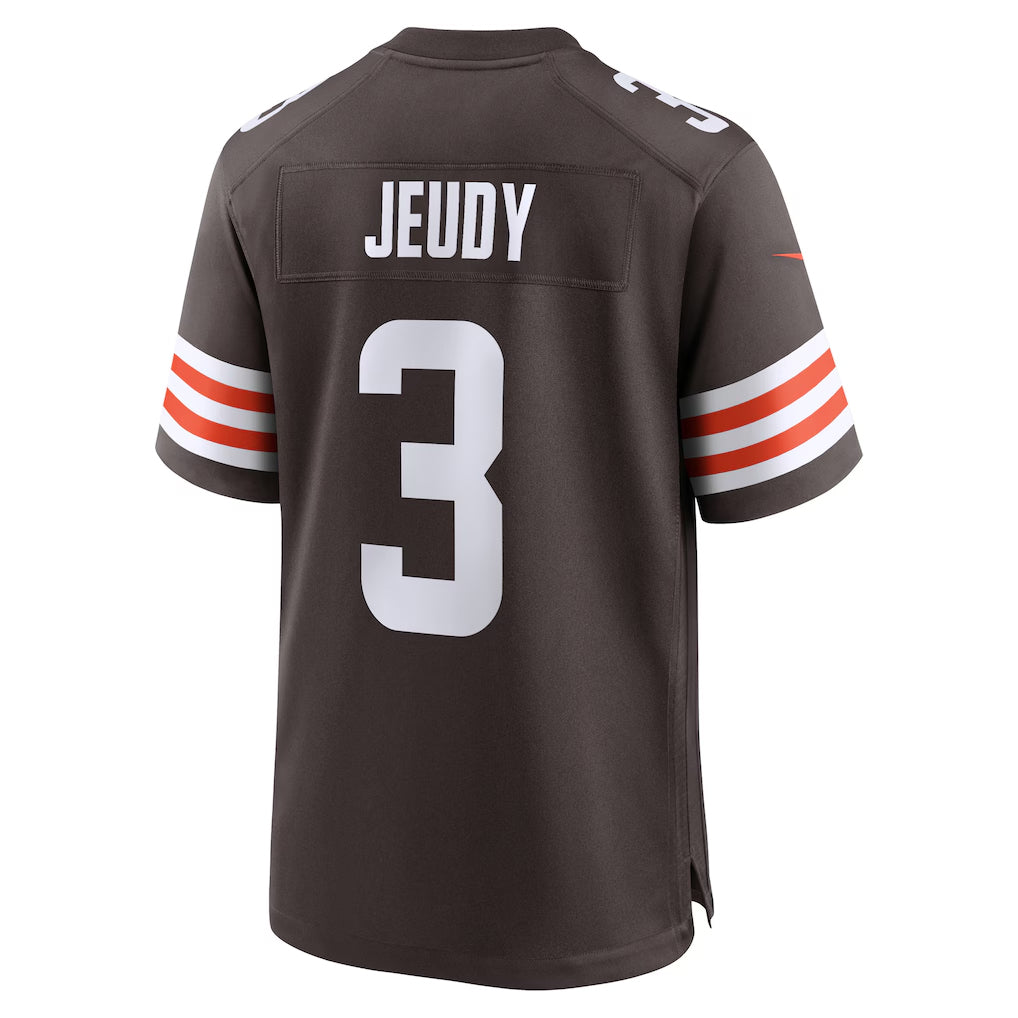 KiearaC.Browns #3 Jerry Jeudy Player Brown Home Game Stitched Jerseys
