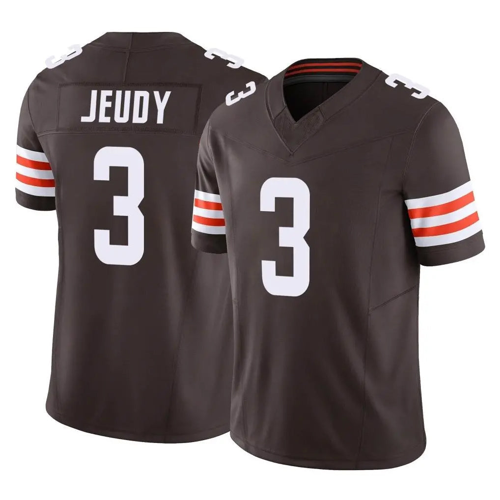 KiearaC.Browns #3 Jerry Jeudy Player Brown Vapor F.U.S.E. Limited Stitched Jerseys