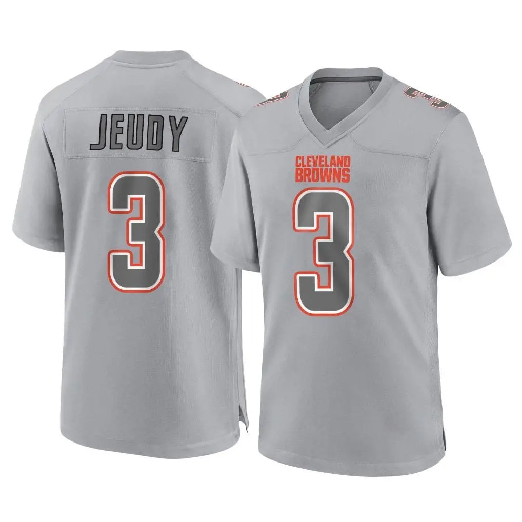 Kieara C.Browns #3 Jerry Jeudy Player Gray Atmosphere Fashion Game Stitched Jerseys