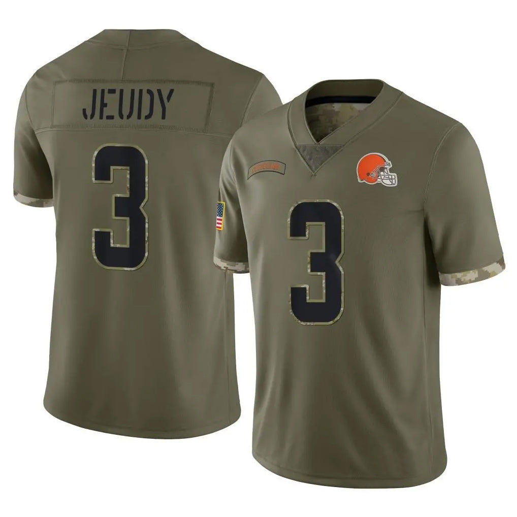 Kieara C.Browns #3 Jerry Jeudy Player Olive Salute to Service Limited Game Stitched Jerseys