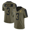 Kieara C.Browns #3 Jerry Jeudy Player Olive Salute to Service Limited Home Game Stitched Jerseys