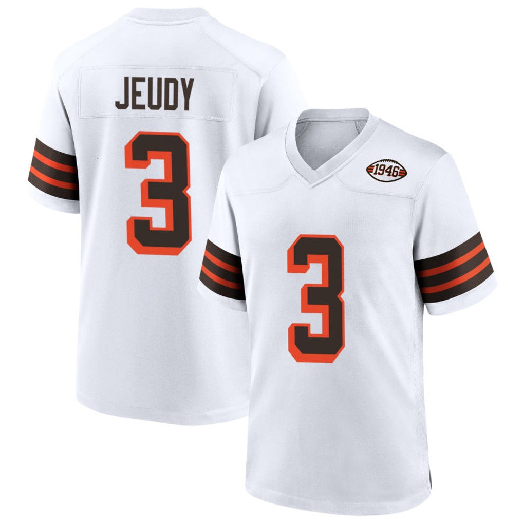 KiearaC.Browns #3 Jerry Jeudy Player White Alternate Home Game Stitched Jerseys