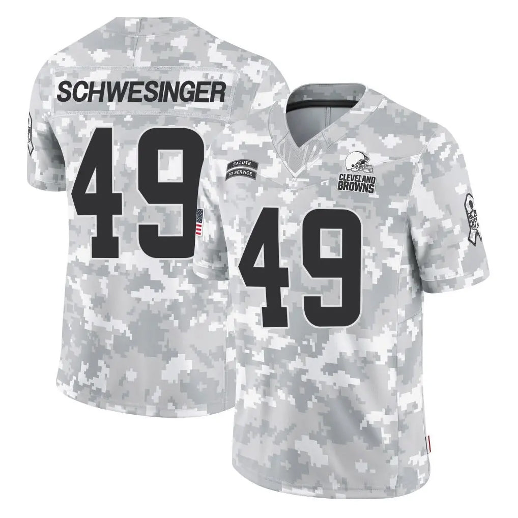 Kieara C.Browns #49 Carson Schwesinger Player Arctic Camo Salute to Service Limited Home Game Stitched Jerseys