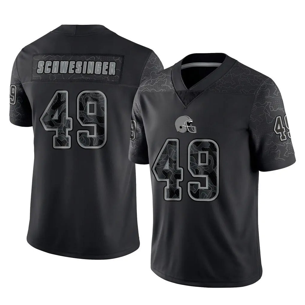 Kieara C.Browns #49 Carson Schwesinger Player Black Reflective Home Game Stitched Jerseys