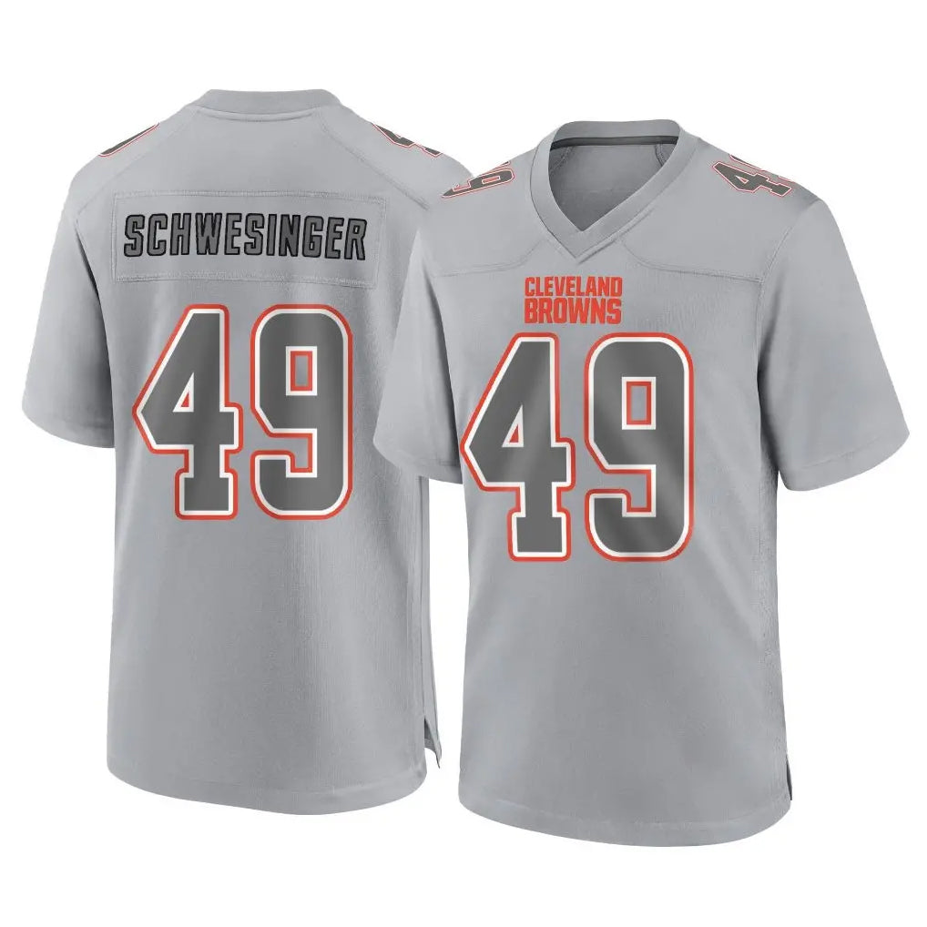 Kieara C.Browns #49 Carson Schwesinger Player Gray Atmosphere Fashion Game Stitched Jerseys
