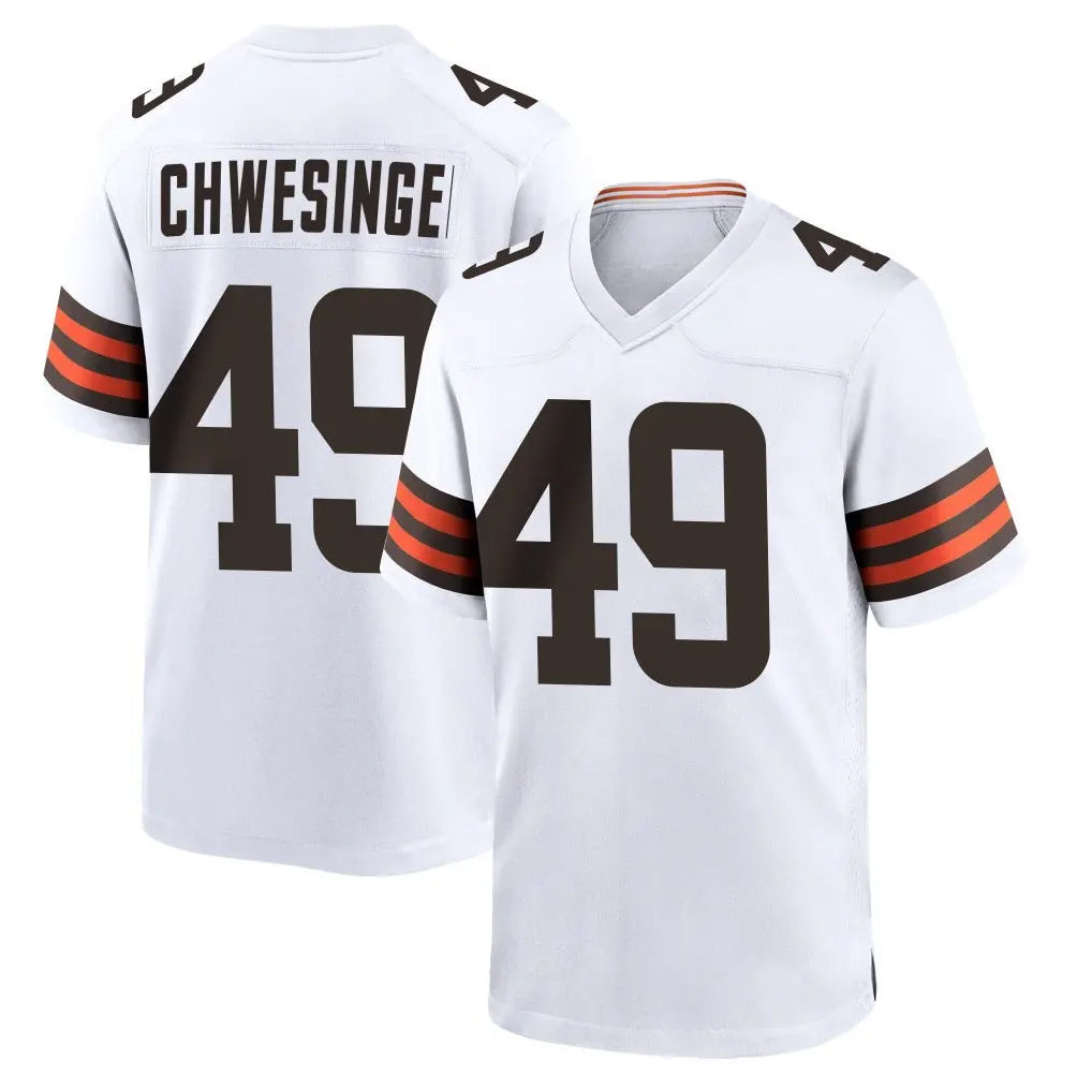 Kieara C.Browns #49 Carson Schwesinger Player White Home Game Stitched Jerseys