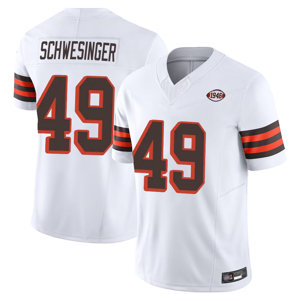 Kieara C.Browns #49 Carson Schwesinger Player White Limited Vapor F.U.S.E. Alternate Game Stitched Jerseys