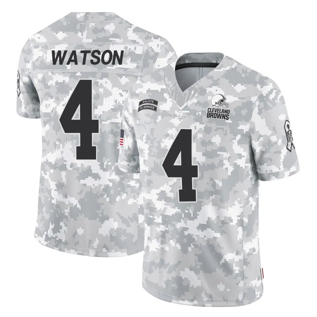 Kieara C.Browns #4 Deshaun Watson Player Arctic Camo Salute to Service Limited Home Game Stitched Jerseys