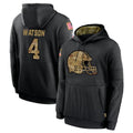 Kieara C.Browns #4 Deshaun Watson Player Black Salute to Service Pullover Hoodies Limited Stitched Jerseys