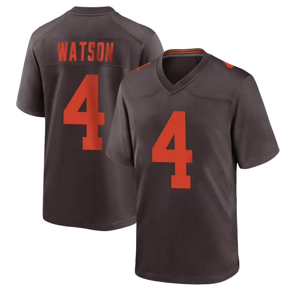 Kieara C.Browns #4 Deshaun Watson Player Brown Alternate Home Game Stitched Jerseys