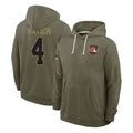 Kieara C.Browns #4 Deshaun Watson Player Olive Salute to Service Pullover Hoodies Limited Stitched Jerseys