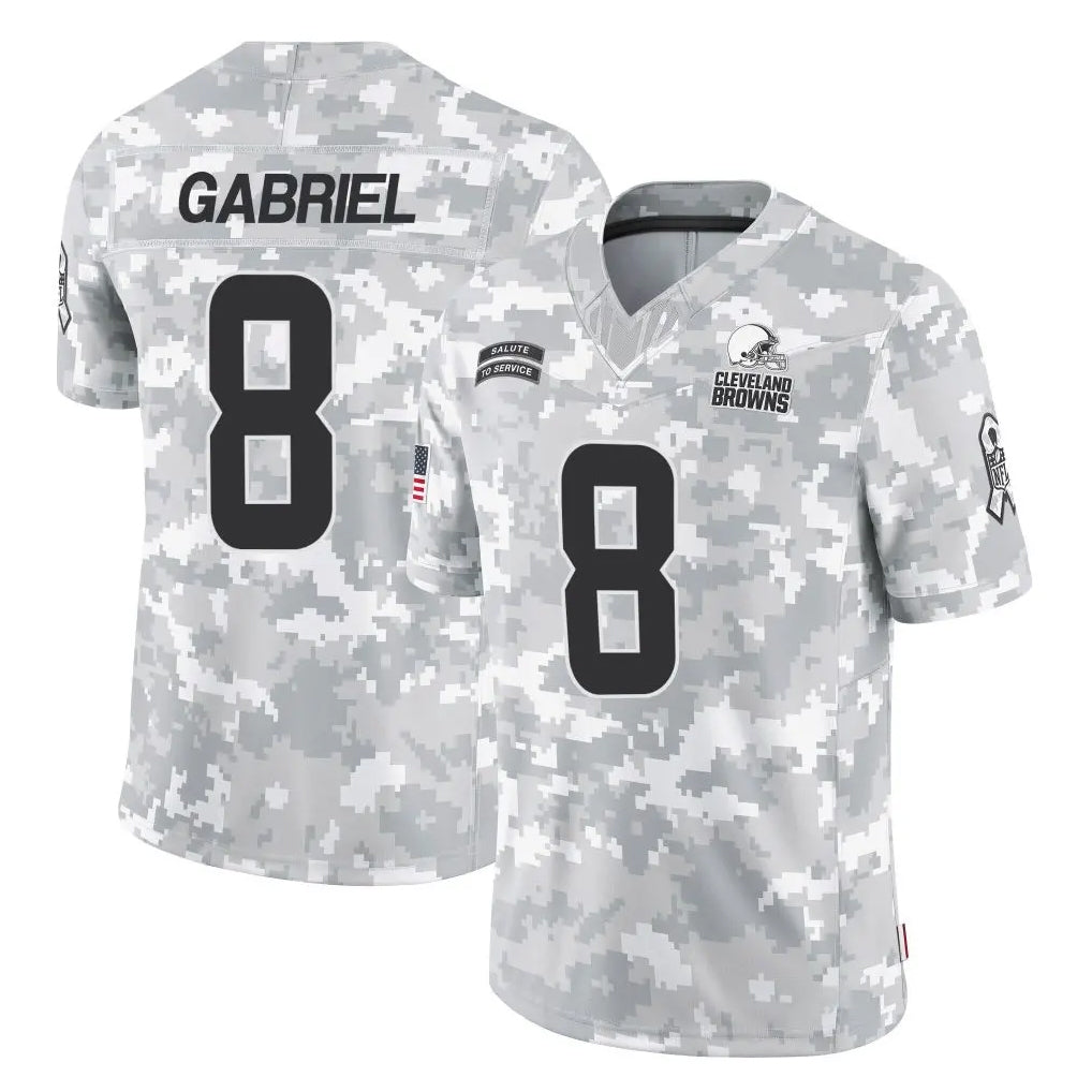 Kieara C.Browns #8 Dillon Gabriel Player Arctic Camo Salute to Service Limited Home Game Stitched Jerseys