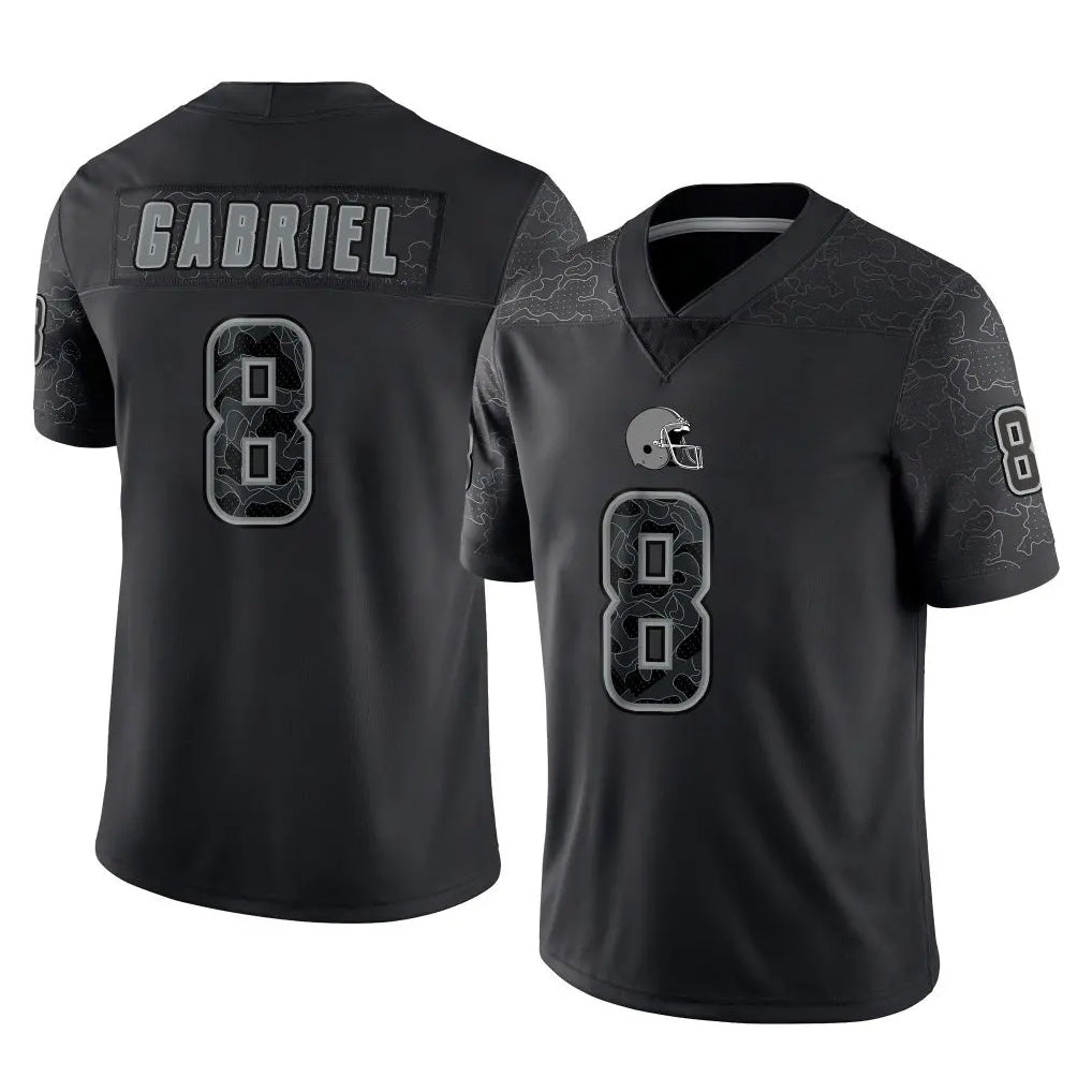 Kieara C.Browns #8 Dillon Gabriel Player Black Reflective Home Game Stitched Jerseys