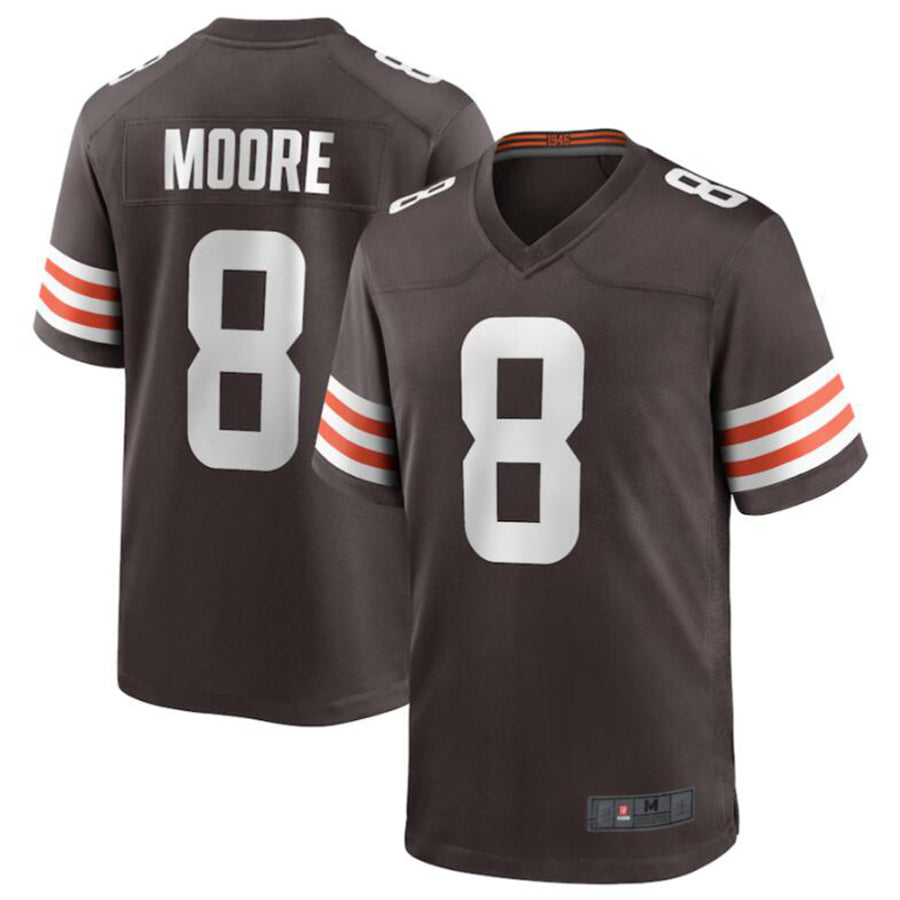Kieara C.Browns #8 Elijah Moore Brown Game Retired Player Jersey American Stitched Jerseys