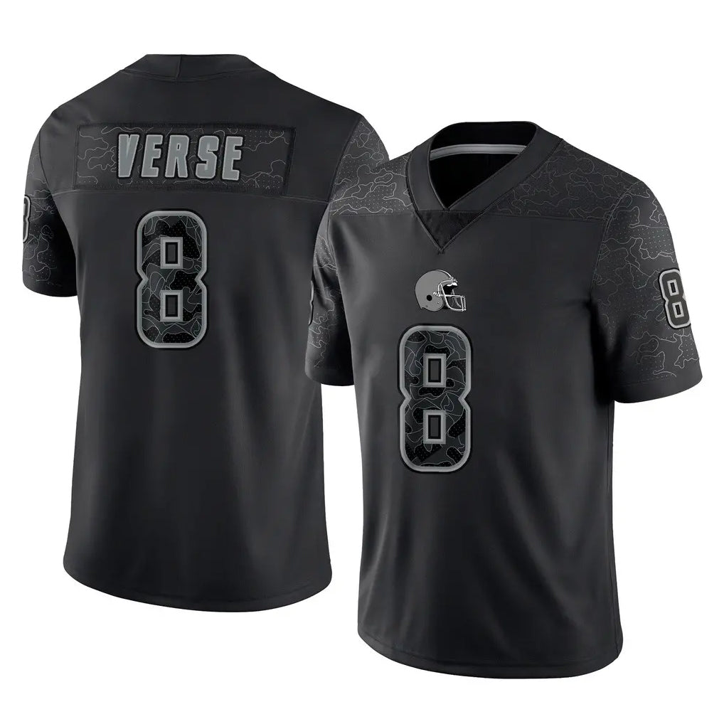 Kieara C.Browns #8 Jared Verse Player Black Reflective Home Game Stitched Jerseys