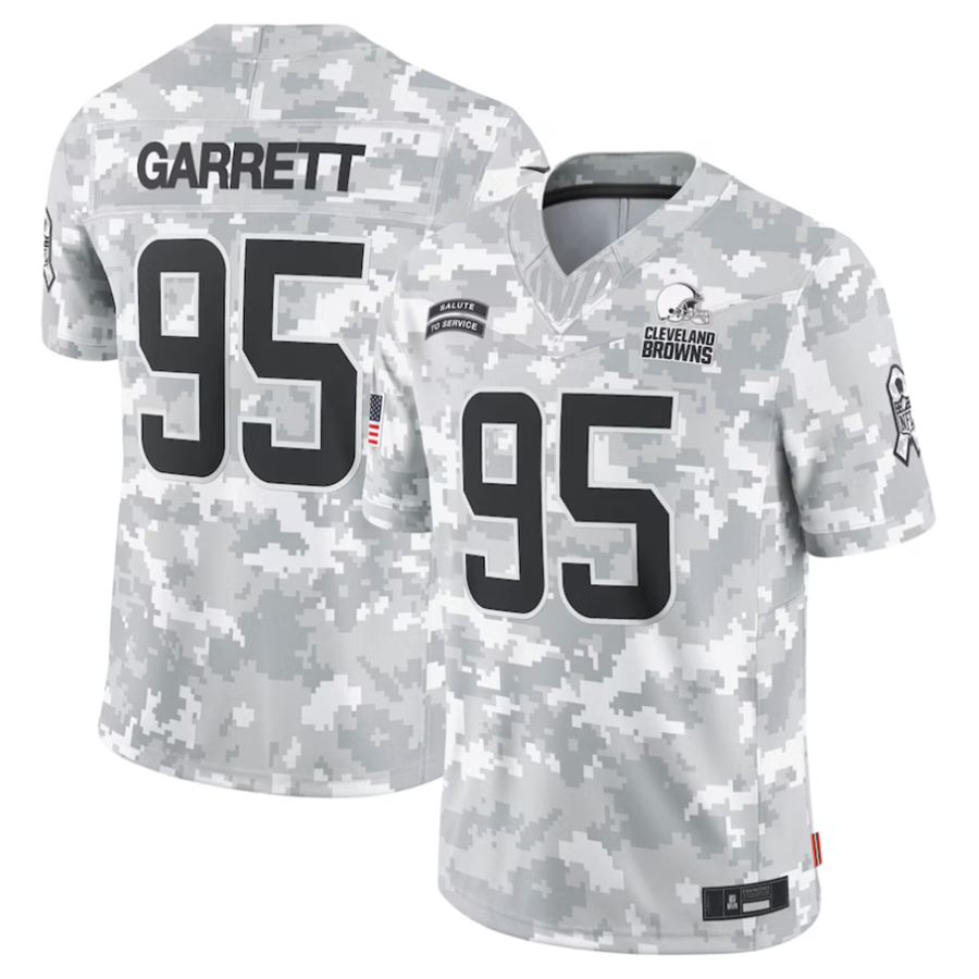 KiearaC.Browns #95 Myles Garrett Player Arctic Camo Salute to Service Limited Stitched Jerseys