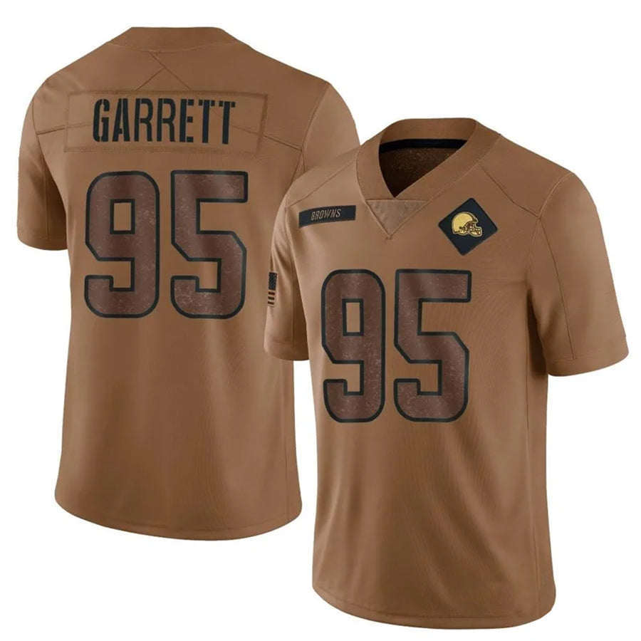 Kieara C.Browns #95 Myles Garrett Player Brown salute to service Stitched Jerseys
