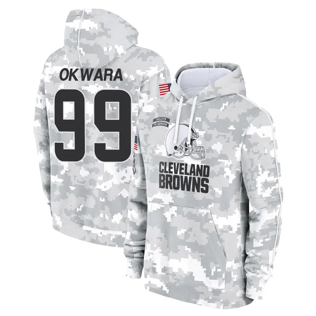 Kieara C.Browns #99 Julian Okwara Player Arctic Camo Salute to Service Hoodies Limited Game Stitched Jerseys