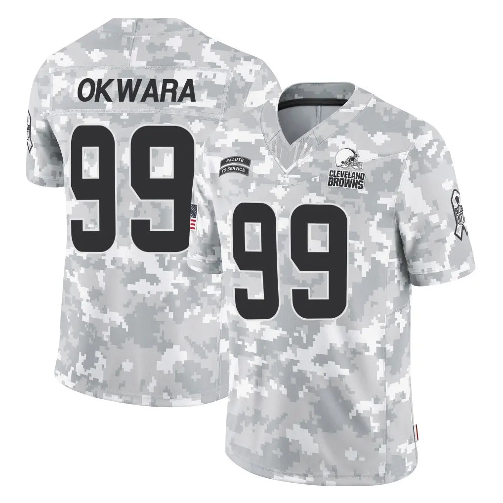 Kieara C.Browns #99 Julian Okwara Player Arctic Camo Salute to Service Limited Home Game Stitched Jerseys