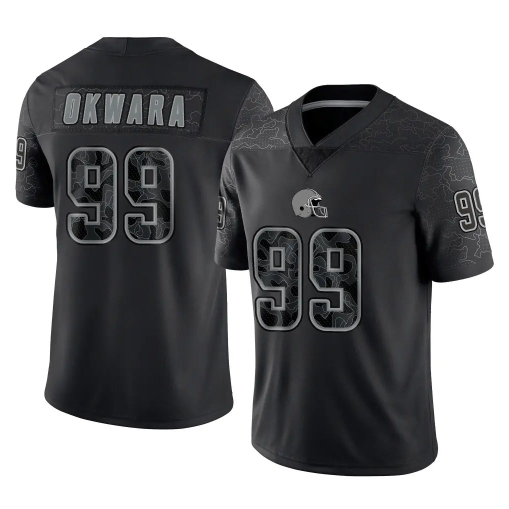 Kieara C.Browns #99 Julian Okwara Player Black Reflective Home Game Stitched Jerseys