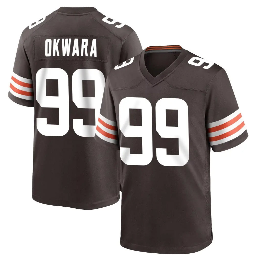 Kieara C.Browns #99 Julian Okwara Player Brown Home Game Stitched Jerseys
