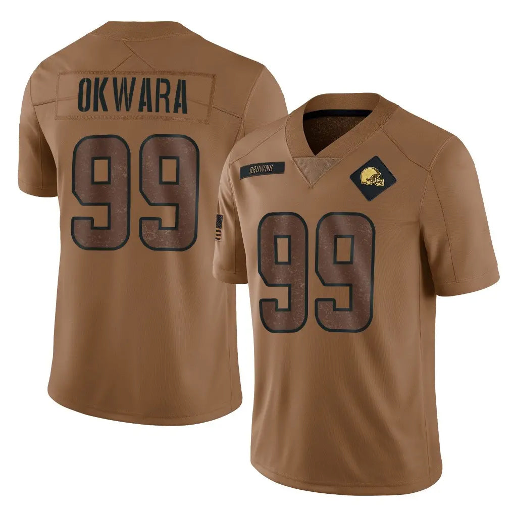 Kieara C.Browns #99 Julian Okwara Player Brown Salute to Service Limited Home Game Stitched Jerseys