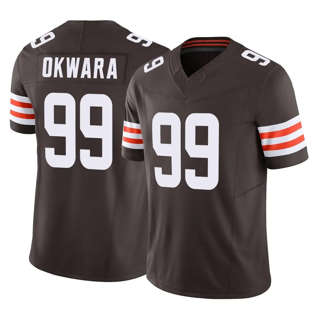 Kieara C.Browns #99 Julian Okwara Player Brown Vapor F.U.S.E. Limited Home Game Stitched Jerseys