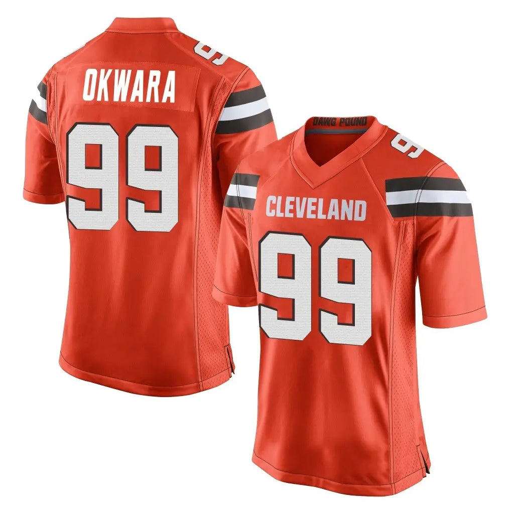 Kieara C.Browns #99 Julian Okwara Player Orange Vapor Limited Home Game Stitched Jerseys