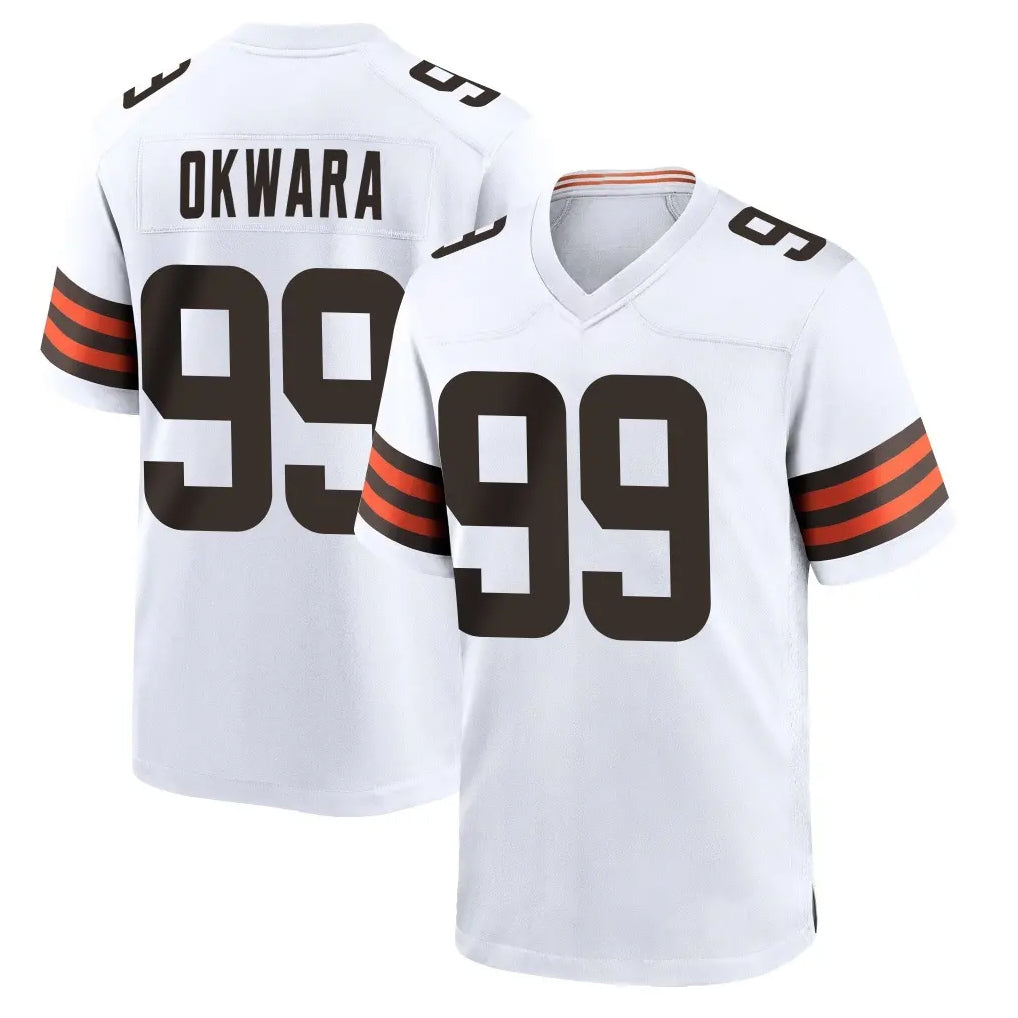 Kieara C.Browns #99 Julian Okwara Player White Home Game Stitched Jerseys