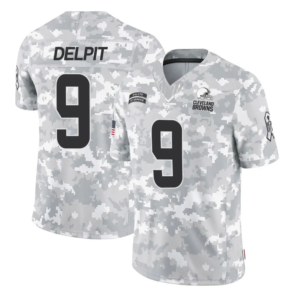 Kieara C.Browns #9 Grant Delpit Player Arctic Camo Salute to Service Limited Home Game Stitched Jerseys