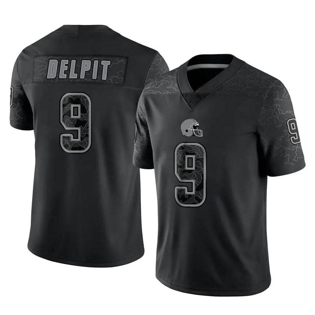 Kieara C.Browns #9 Grant Delpit Player Black Reflective Home Game Stitched Jerseys
