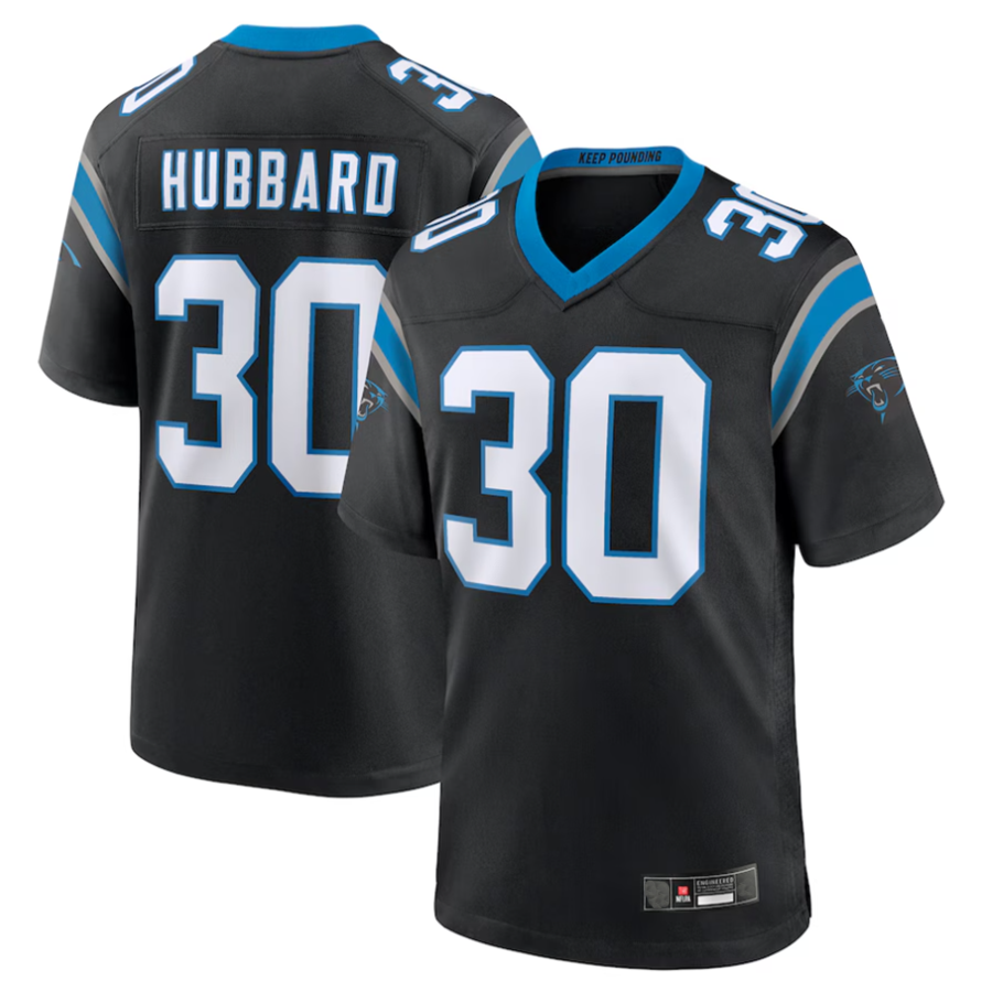 Kieara C.Panthers #30 Chuba Hubbard Player Black Team Game Stitched Jerseys