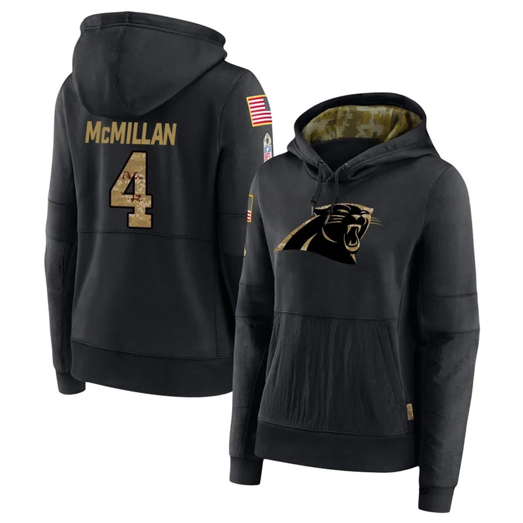 Kieara C.Panthers #4 Tetairoa McMillan Player Black Salute to Service Hoodies Stitched Jerseys