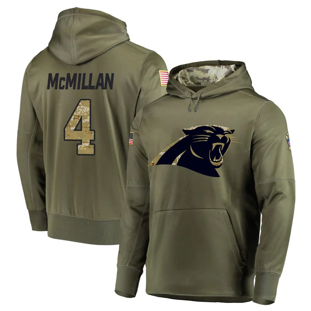 Kieara C.Panthers #4 Tetairoa McMillan Player Olive Salute to Service Limited Hoodies Stitched Jerseys