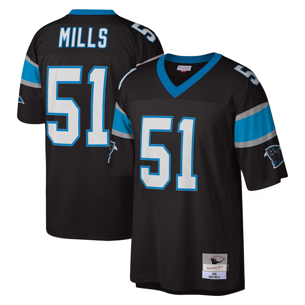 Kieara C.Panthers #51 Sam Mills Player Black Mitchell & Ness Legacy Replica Stitched Jerseys