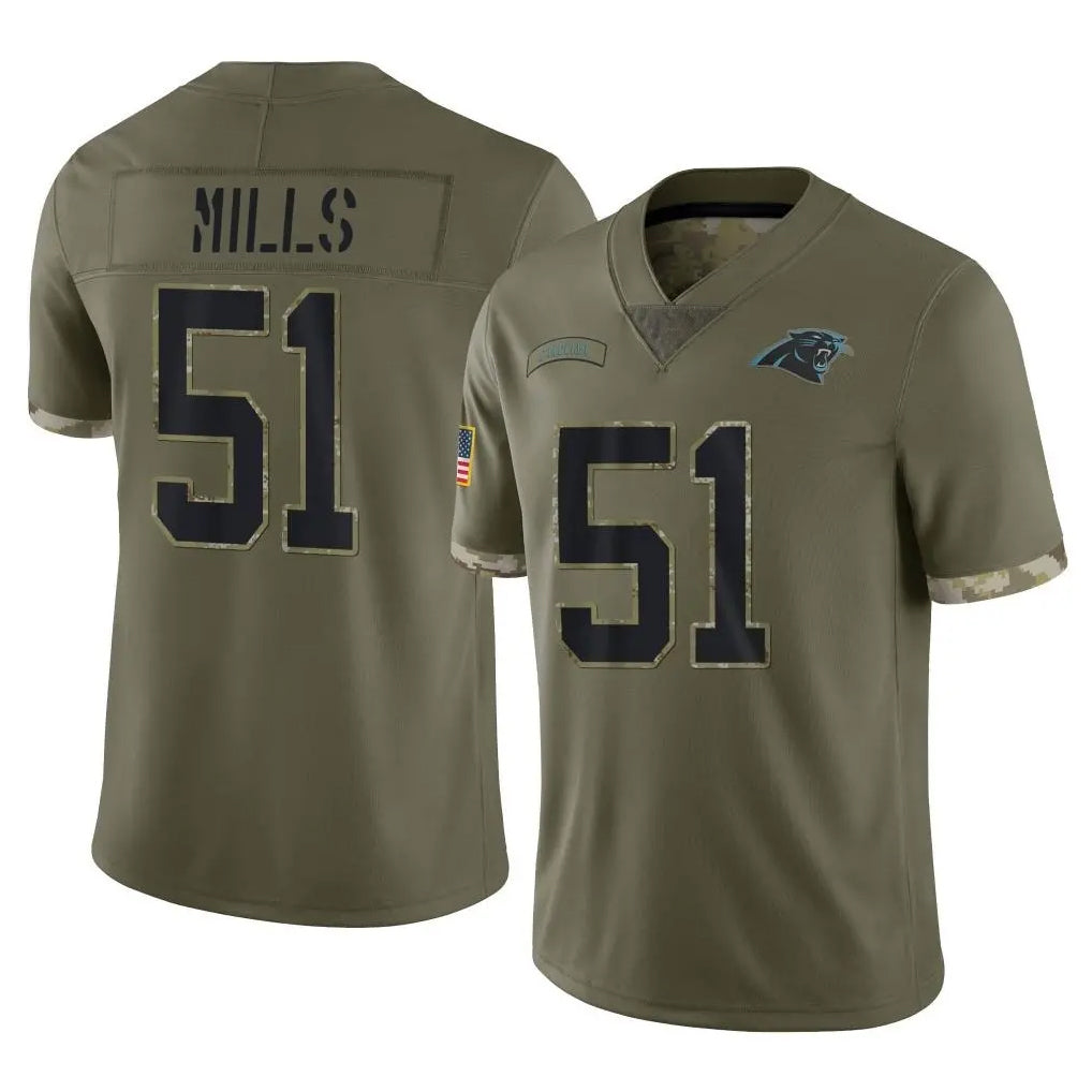 Kieara C.Panthers #51 Sam Mills Player Olive Salute to Service Game Stitched Jerseys