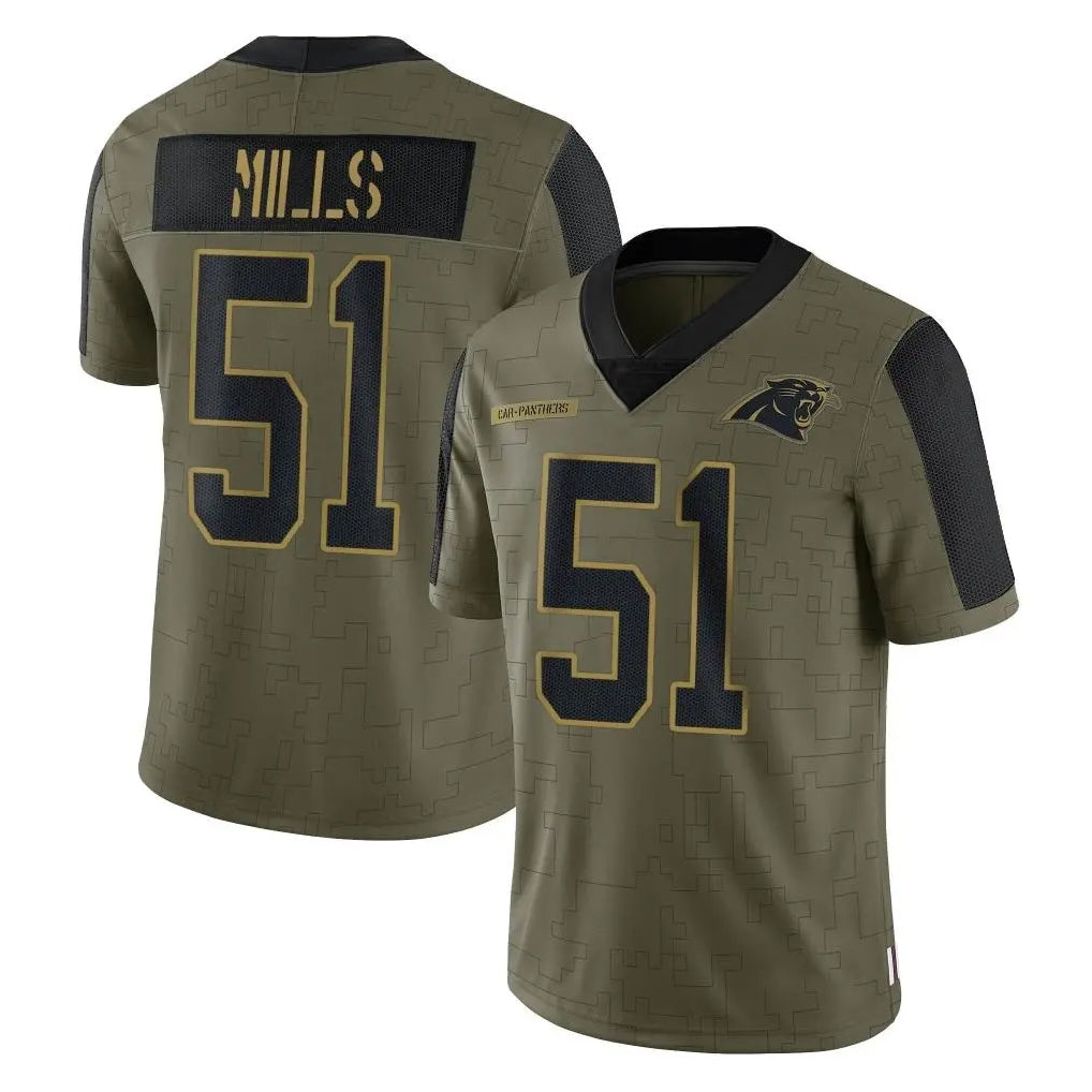 Kieara C.Panthers #51 Sam Mills Player Olive Salute to Service Limited Game Stitched Jerseys