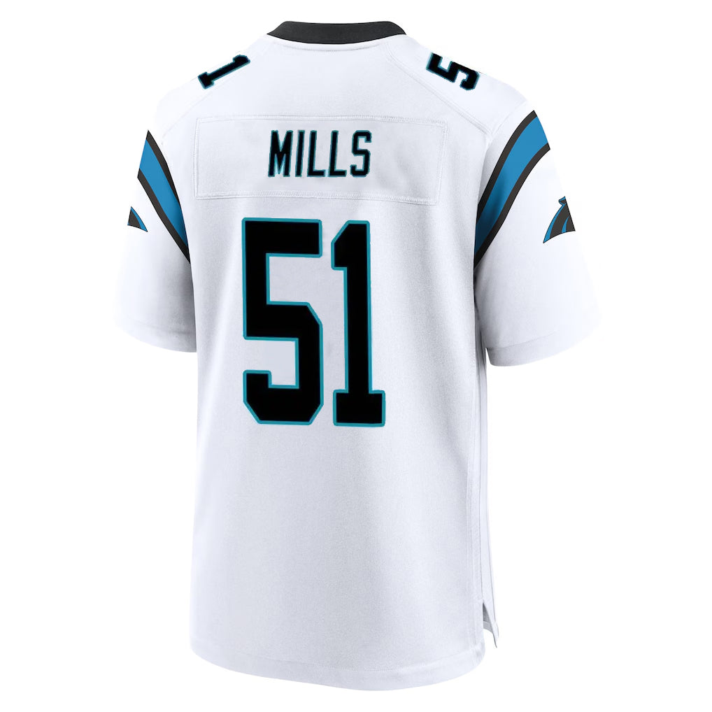 Kieara C.Panthers #51 Sam Mills Player White Home Game Stitched Jerseys