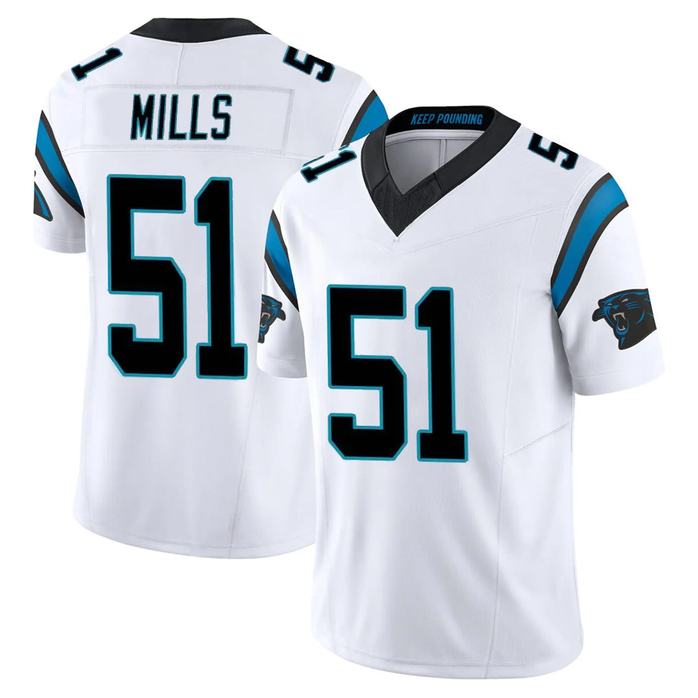 Kieara C.Panthers #51 Sam Mills Player White Vapor F.U.S.E. Limited Home Game Stitched Jerseys